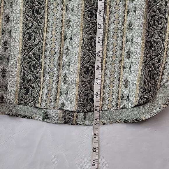 Vtg Pride & Joy Womens Size 12P Green Swirl Geometric Design Cross Over Buttons - Picture 12 of 16